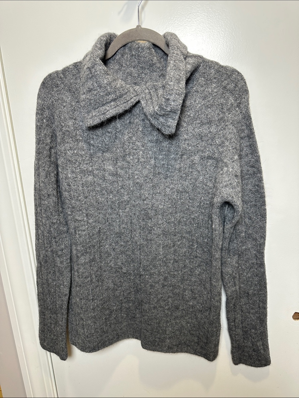 Women's Gray Cowl-Neck Knit Sweater (06)
